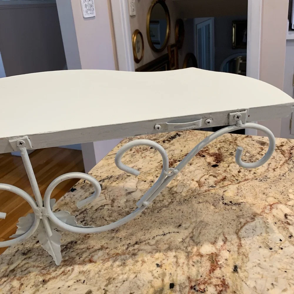 Painted wood and metal shelf